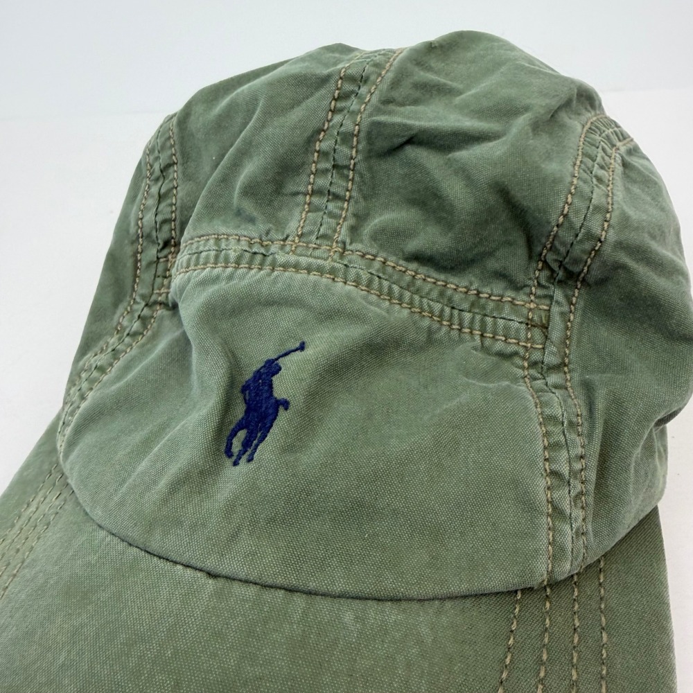 Polo Ralph Lauren Summer Hat Cap One Size Green Strapback Pony Vintage - Picture 2 of 9